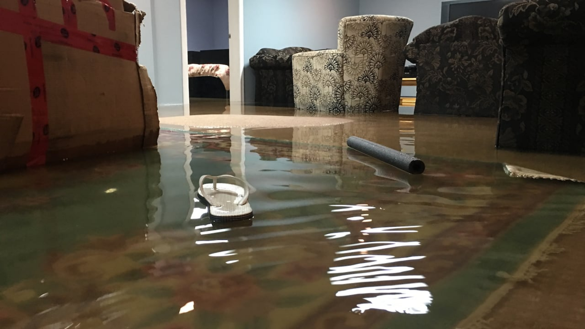 Emergency water damage restoration services in Monroe, WA - flooded basement requiring immediate professional attention