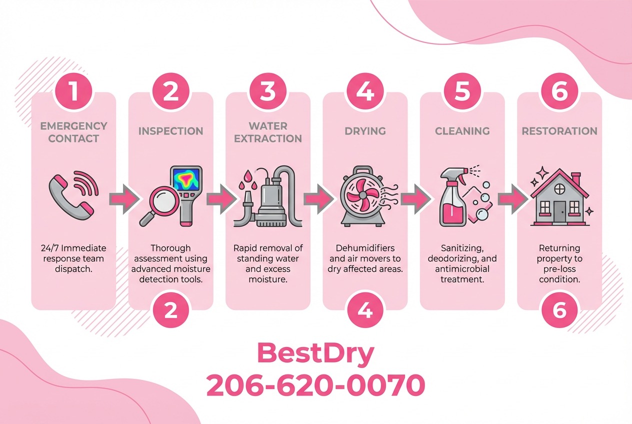 BestDry 6-step water damage restoration process